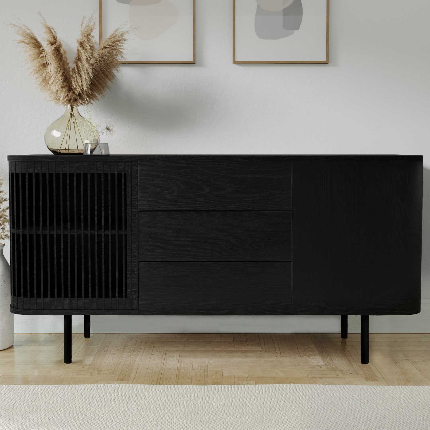 Read more about Large black wooden sideboard with drawers jarel
